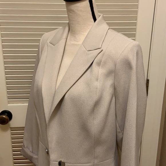 Calvin Klein Stretch Twill Peak Lapel Collar Open-front Jacket in Khaki - Picture 10 of 15